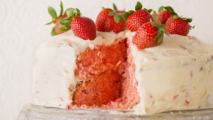 Easy Low-Sugar Strawberry Poke Cake